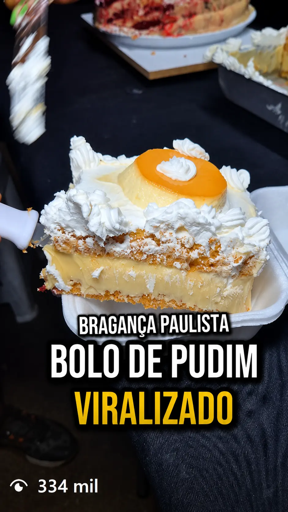 Print em alta definição do reel: Bolo de pudim viralizado, com 334 mil de visualizações