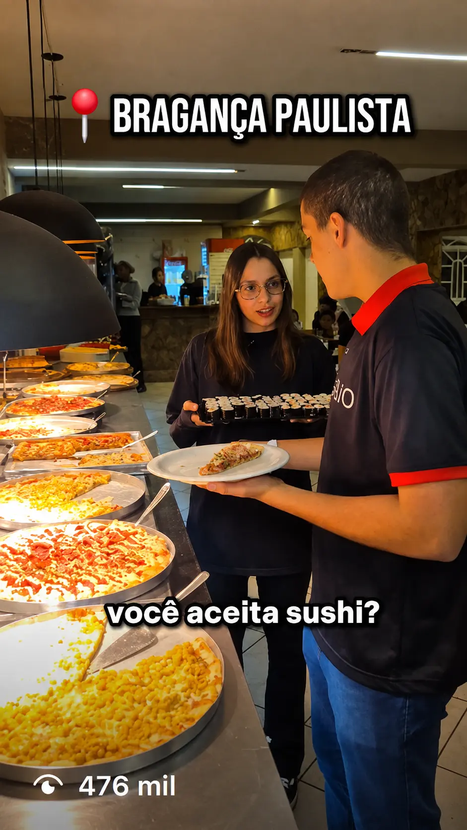 Print em alta definição do reel: Desafio de sushi em Bragança Paulista, com 476 mil de visualizações