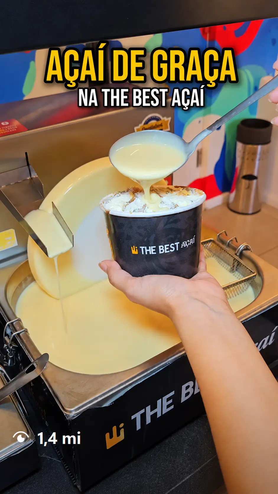Print em alta definição do reel: Açaí de graça na The Best Açaí, com 1,4 mi de visualizações